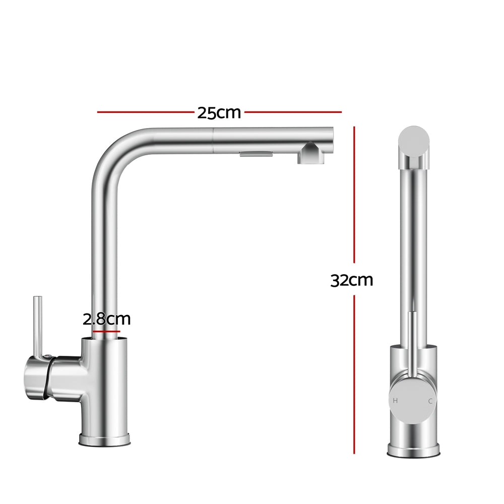 Kitchen Mixer Tap Pull Out Rectangle 2 Mode Sink Basin Faucet Swivel WELS Chrome-1