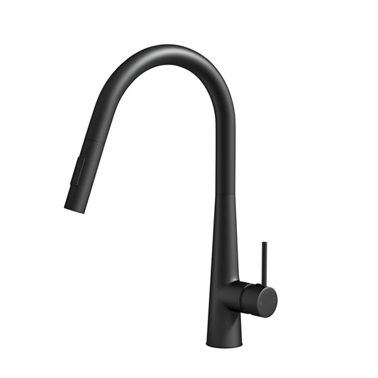 Kitchen Mixer Tap Pull Out Round 2 Mode Sink Basin Faucet Swivel WELS Black-0