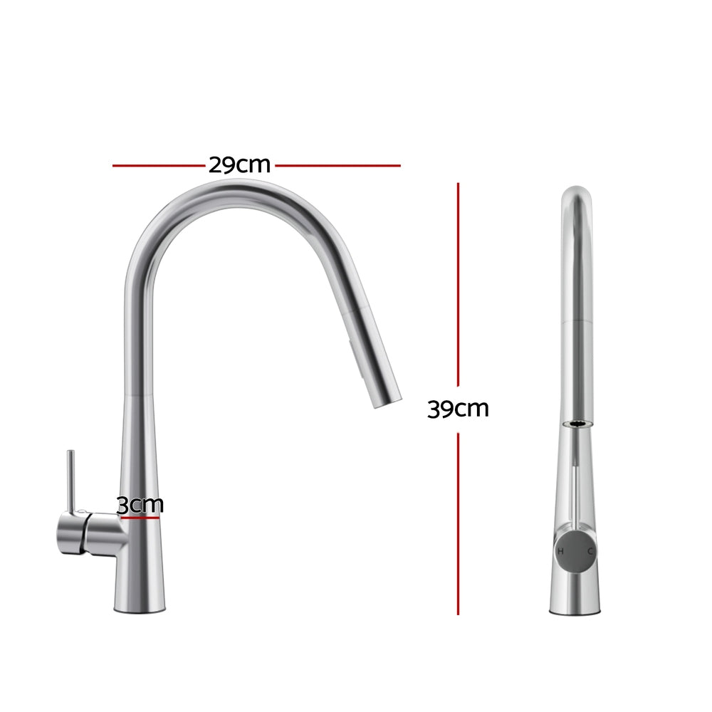 Kitchen Mixer Tap Pull Out Round 2 Mode Sink Basin Faucet Swivel WELS Chrome-1