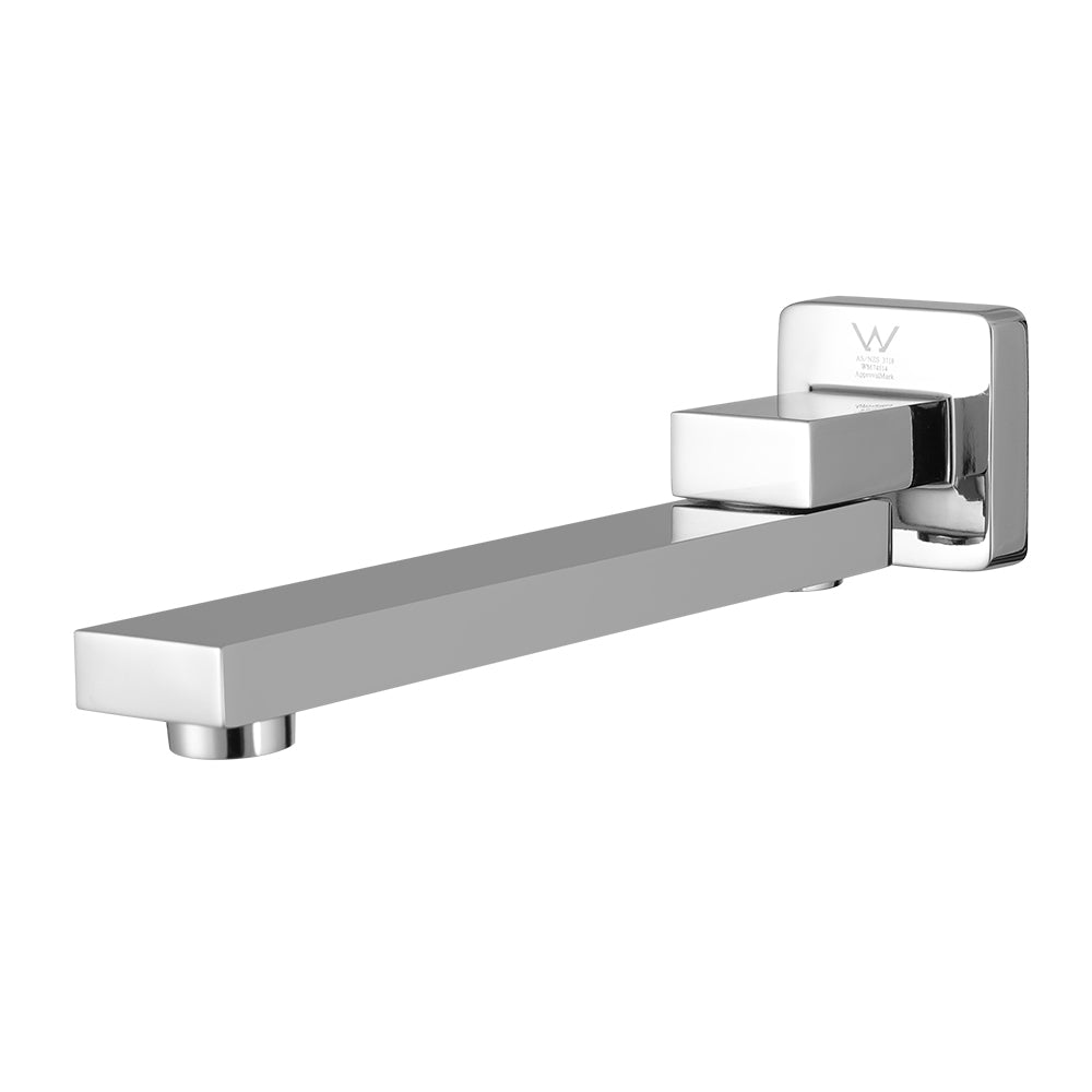 Cefito Bathroom Mixer Spout Wall Bath Tap Square Swivel Bathtub Chrome-0