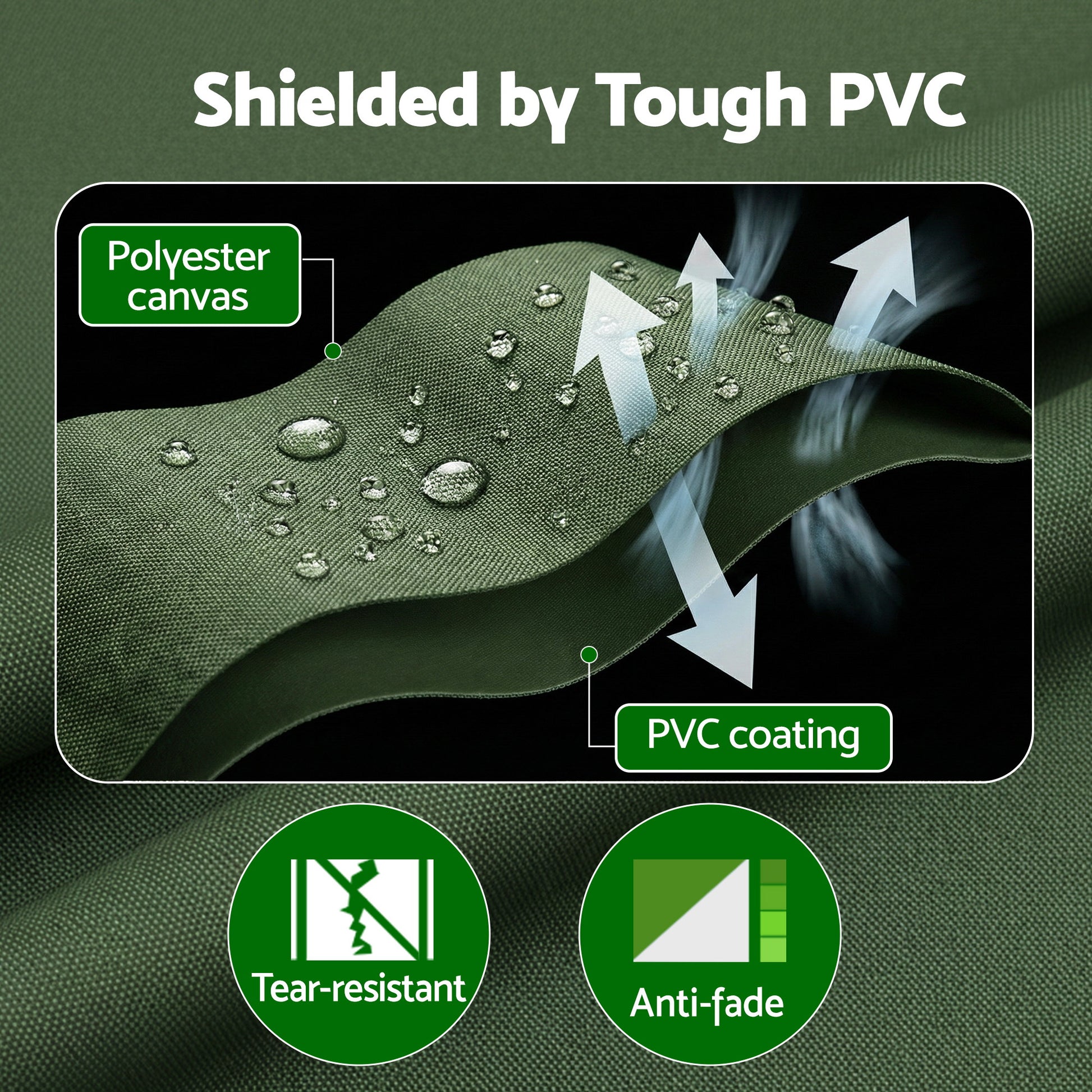 Instahut 2x3m Tarp Tarpaulin 600GSM Camping Canvas Heavy Duty Water Resistant-4