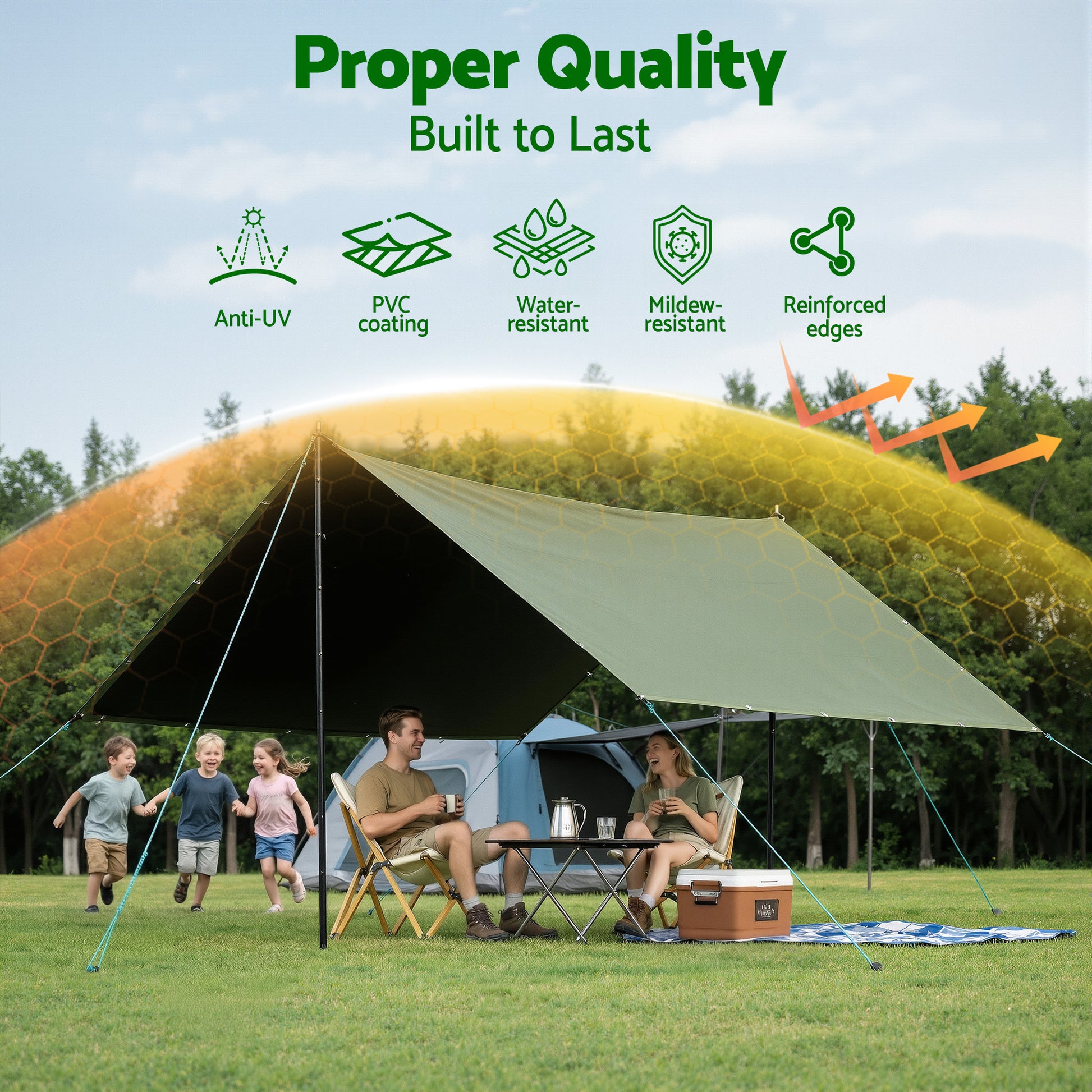 Instahut 3x4m Tarp Tarpaulin 600GSM Camping Canvas Heavy Duty Water Resistant-3