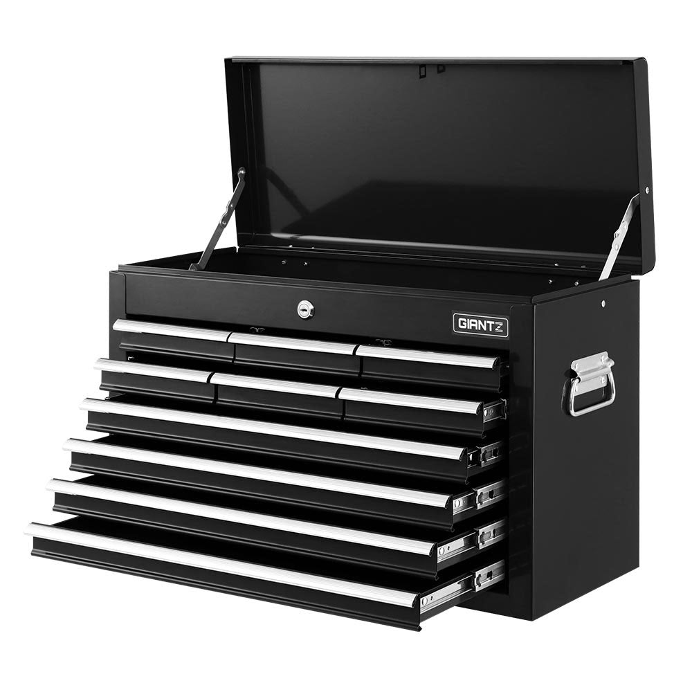 Giantz 10 Drawer Tool Box Cabinet Chest Toolbox Storage Garage Organiser Black-0