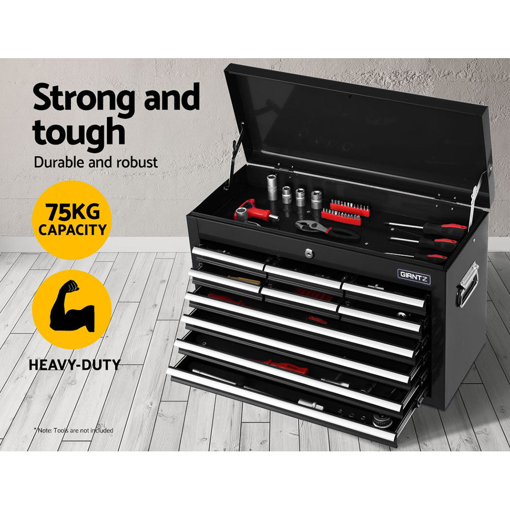 Giantz 10 Drawer Tool Box Cabinet Chest Toolbox Storage Garage Organiser Black-3