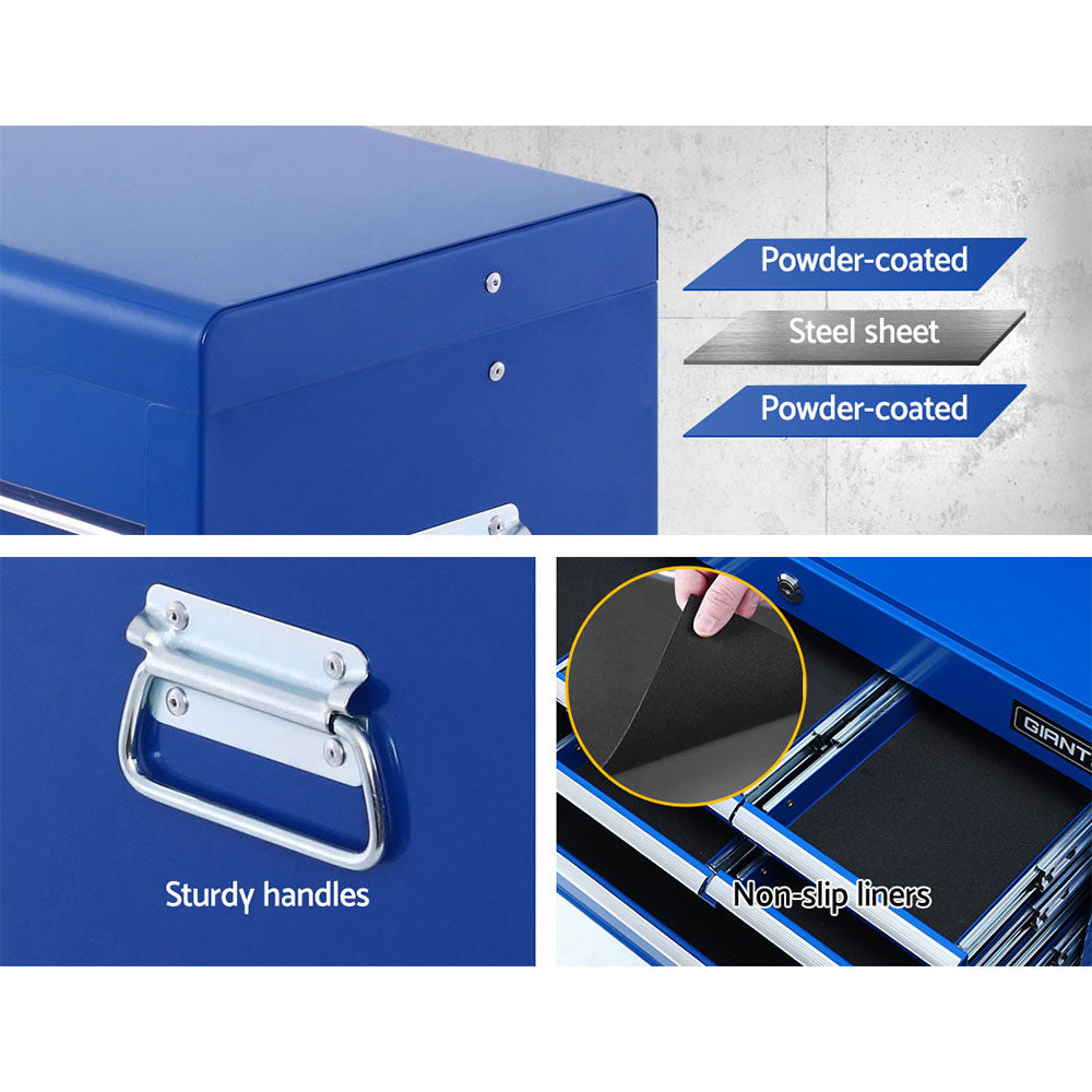 Giantz 10 Drawer Tool Box Cabinet Chest Toolbox Storage Garage Organiser Blue-2