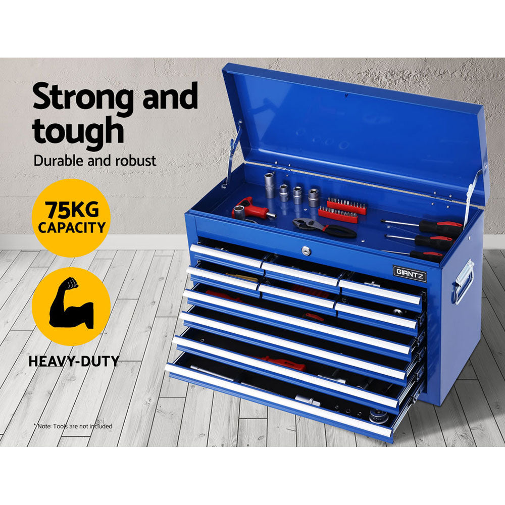 Giantz 10 Drawer Tool Box Cabinet Chest Toolbox Storage Garage Organiser Blue-3