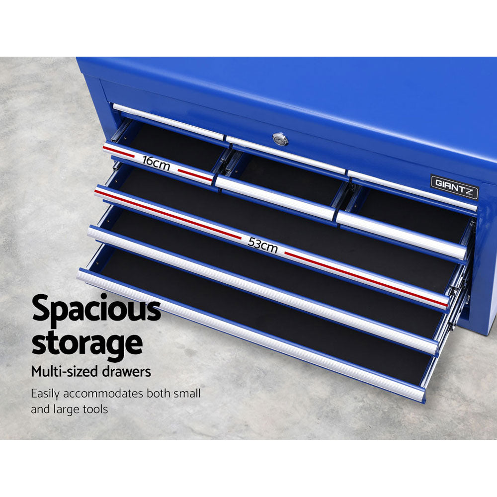 Giantz 10 Drawer Tool Box Cabinet Chest Toolbox Storage Garage Organiser Blue-4