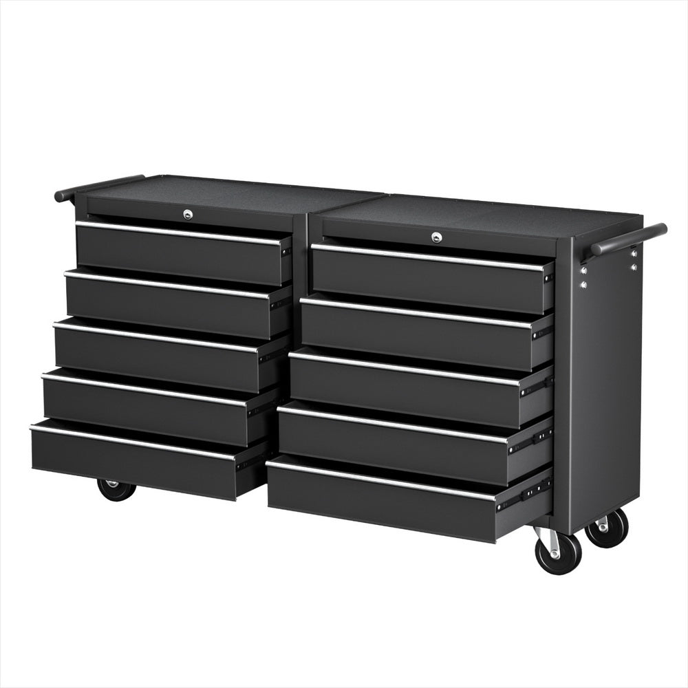 Giantz Tool Chest Trolley 10 Drawers Toolbox Storage Black-0