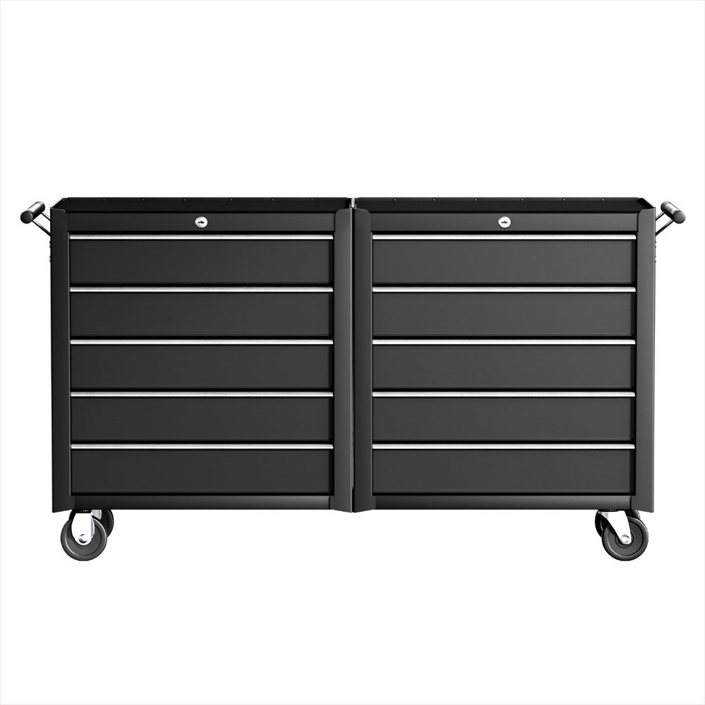 Giantz Tool Chest Trolley 10 Drawers Toolbox Storage Black-2