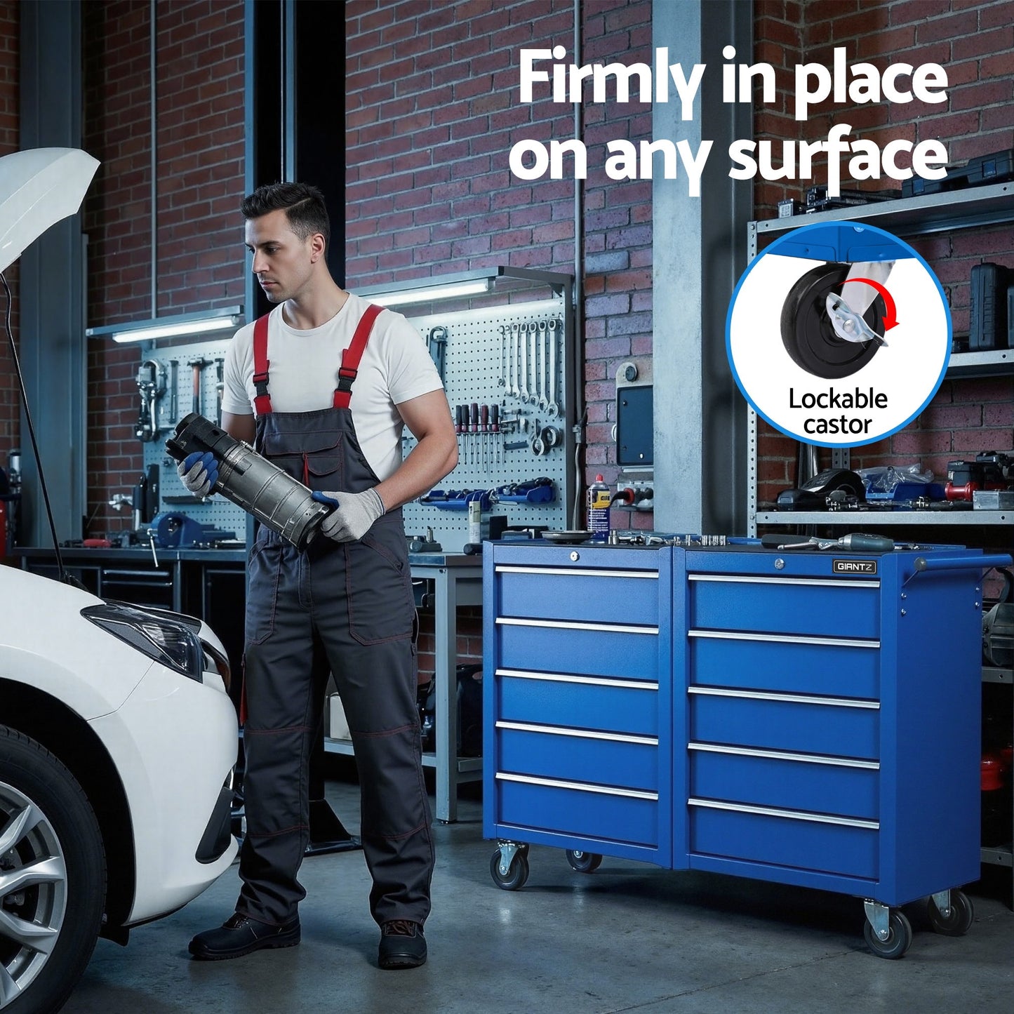 Giantz Tool Chest Trolley 10 Drawers Toolbox Storage Blue-6