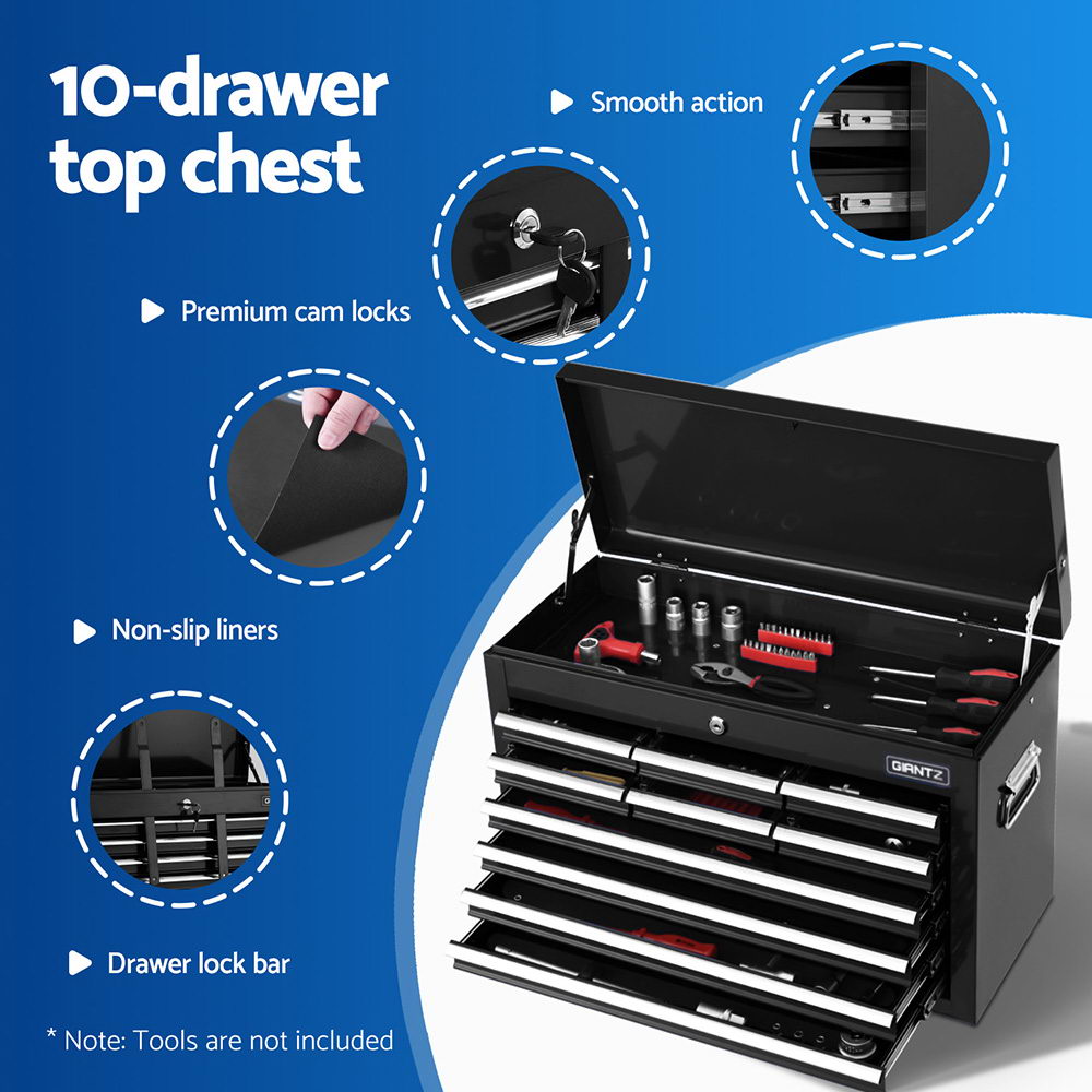 Giantz 13 Drawer Tool Box Cabinet Chest Toolbox Storage Garage Organiser Black-2