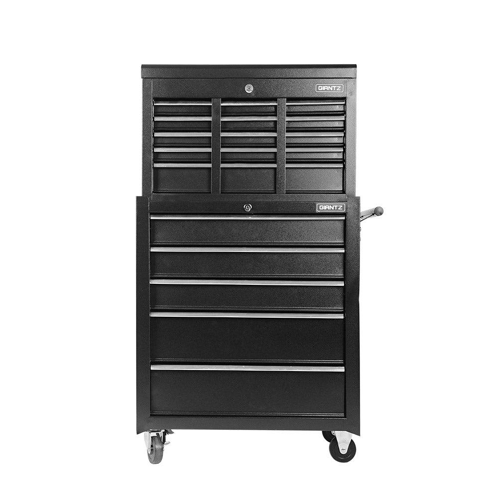 Giantz 14 Drawer Tool Box Cabinet Chest Mechanic Garage Storage Trolley Black-2