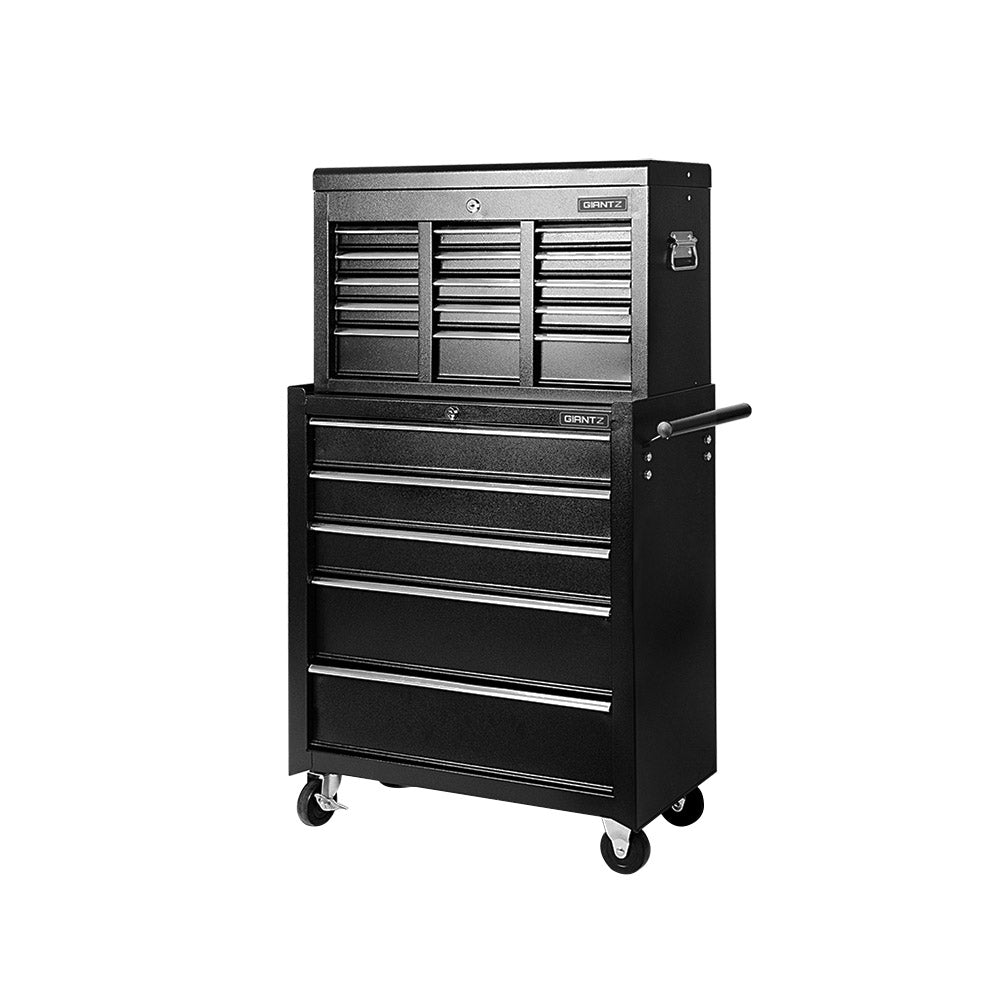 Giantz 14 Drawer Tool Box Cabinet Chest Mechanic Garage Storage Trolley Black-3