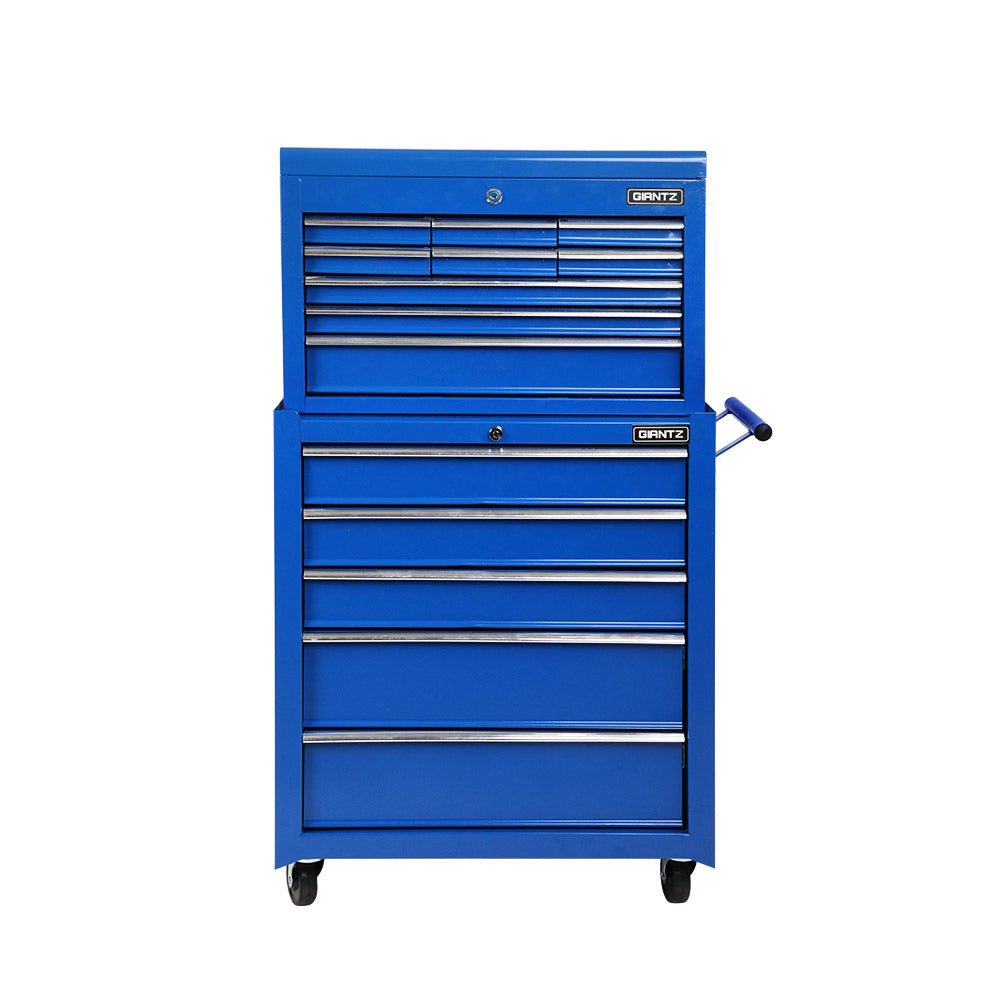 Giantz 14 Drawer Tool Box Cabinet Chest Mechanic Garage Storage Trolley Blue-3