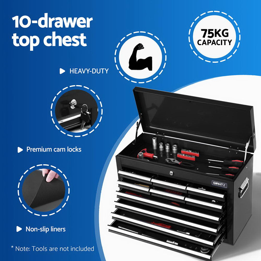Giantz 15 Drawers Tool Chest Trolley Toolbox 2-in-1 Storage Black-2