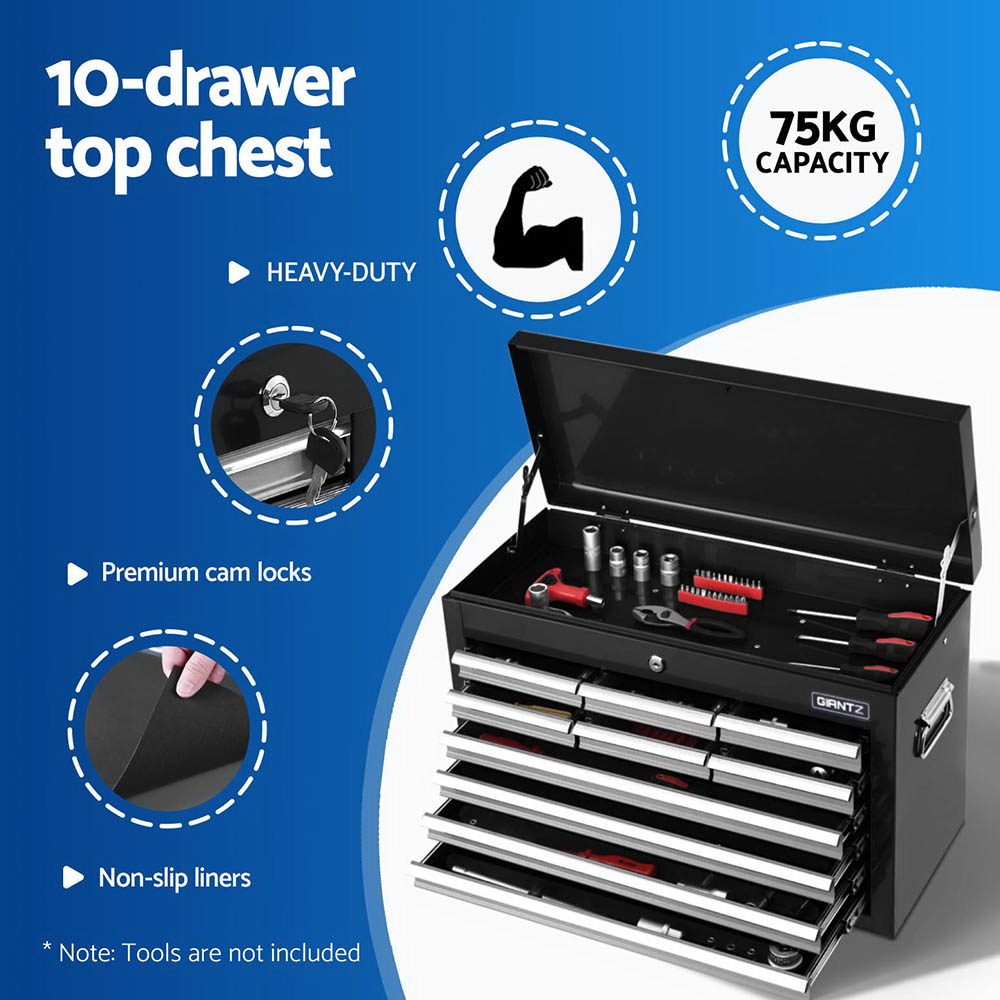 Giantz 15 Drawers Tool Chest Trolley Toolbox 2-in-1 Storage Black& Grey-2