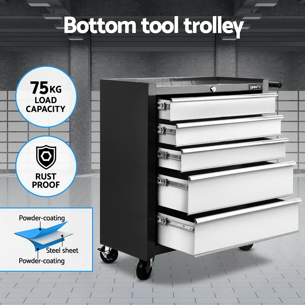 Giantz 15 Drawers Tool Chest Trolley Toolbox 2-in-1 Storage Black& Grey-3
