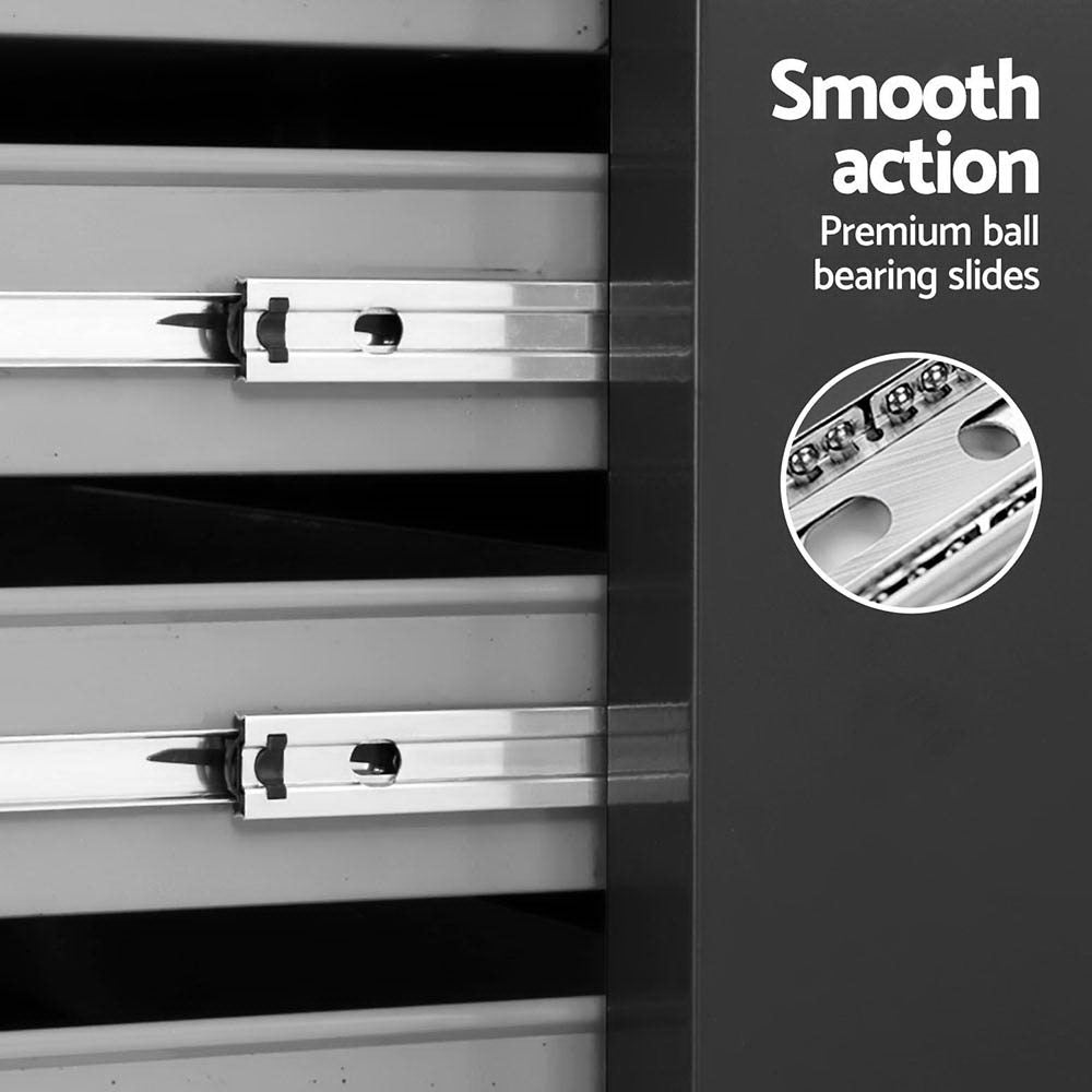 Giantz 15 Drawers Tool Chest Trolley Toolbox 2-in-1 Storage Black& Grey-5