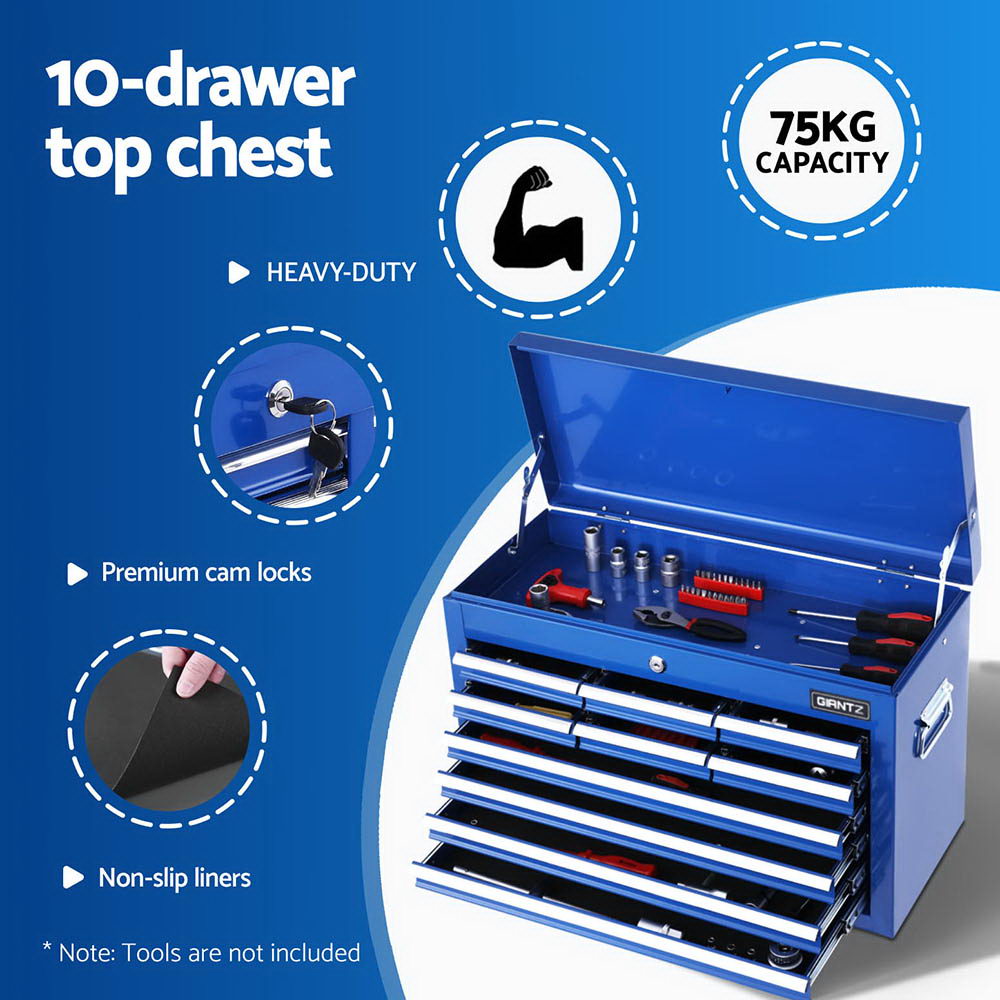 Giantz 15 Drawers Tool Chest Trolley Toolbox 2-in-1 Storage Blue-2
