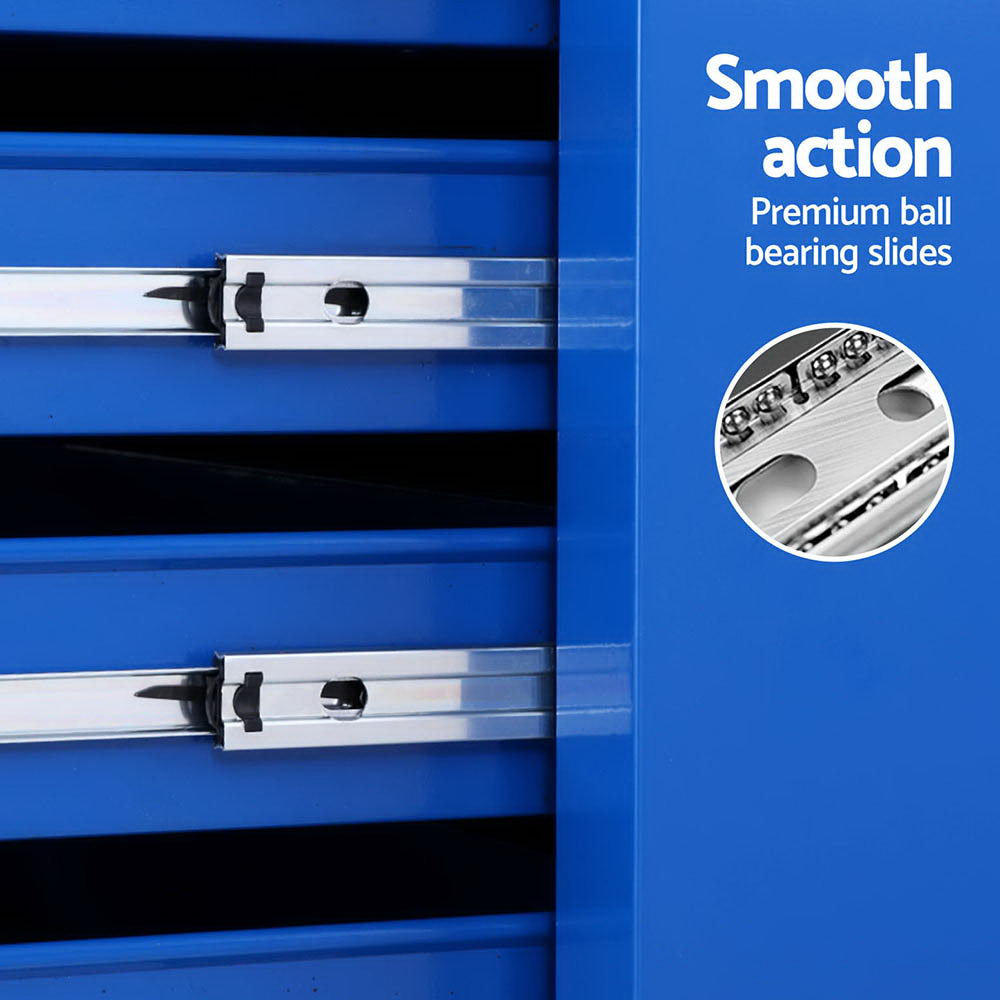 Giantz 15 Drawers Tool Chest Trolley Toolbox 2-in-1 Storage Blue-5