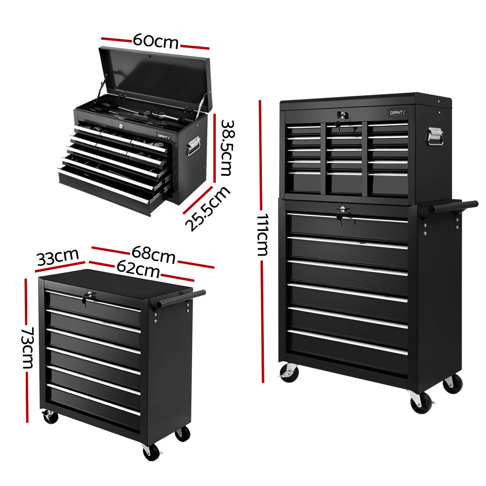 Giantz 15 Drawer Tool Box Cabinet Chest Trolley Toolbox Garage Storage Box-1