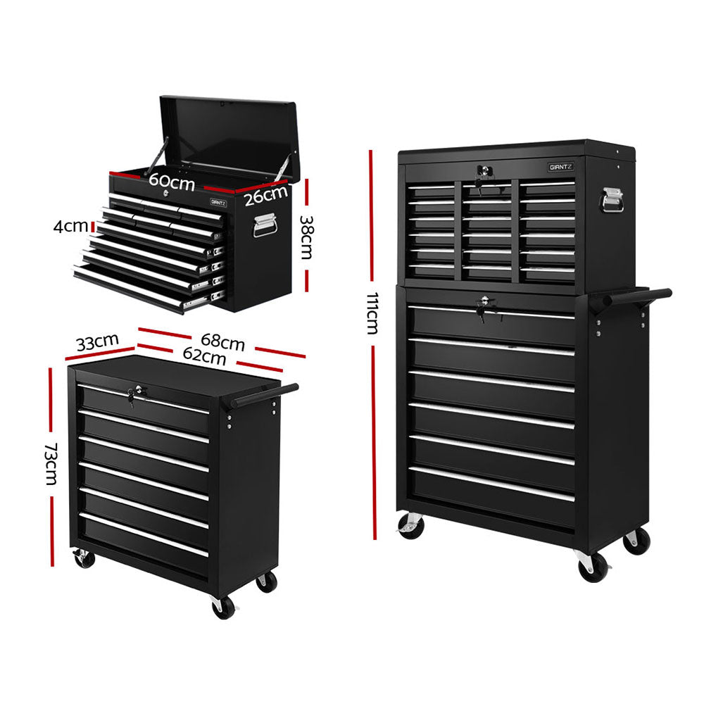 Giantz 16 Drawer Tool Box Cabinet Chest Trolley Toolbox Garage Storage Box-1