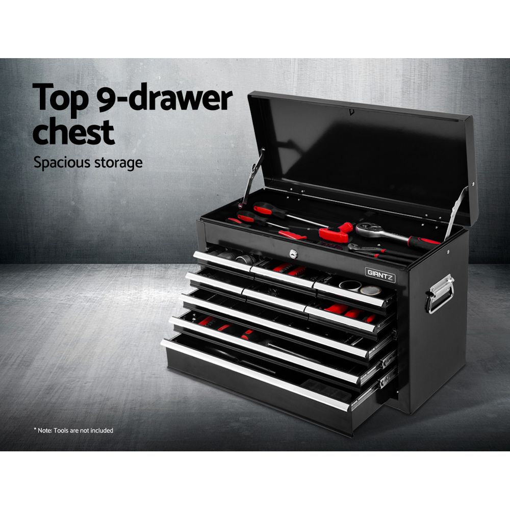 Giantz 16 Drawer Tool Box Cabinet Chest Trolley Toolbox Garage Storage Black-4