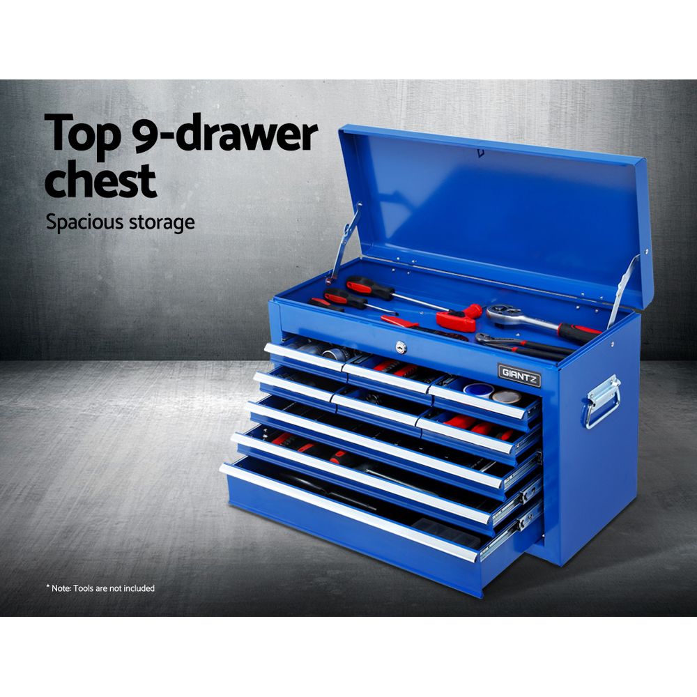 Giantz Tool Chest and Trolley Box Cabinet 16 Drawers Cart Garage Storage Blue-3