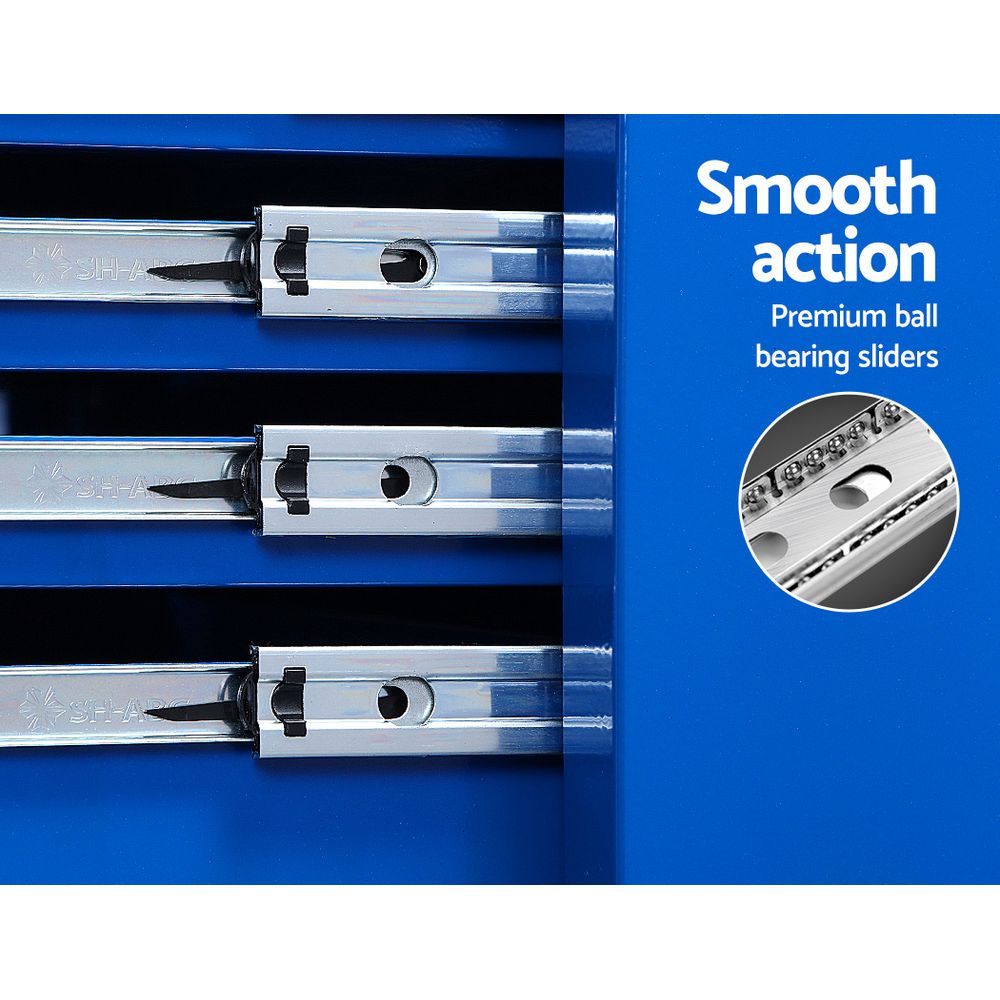 Giantz Tool Chest and Trolley Box Cabinet 16 Drawers Cart Garage Storage Blue-4