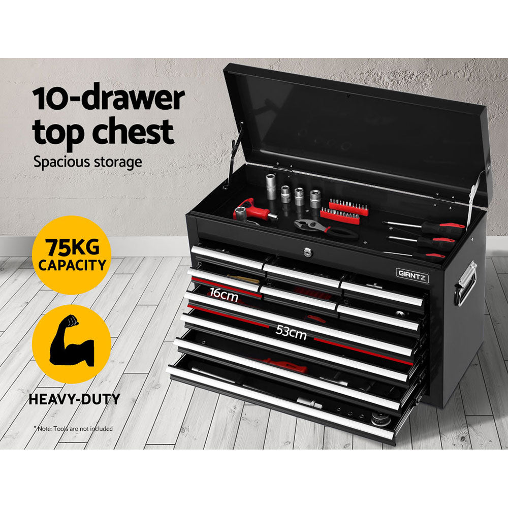 Giantz 17 Drawer Tool Box Cabinet Chest Trolley Toolbox Garage Storage Box Black-2