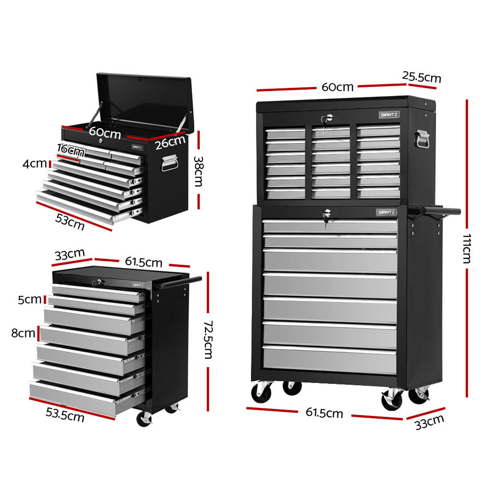 Giantz 17 Drawer Tool Box Cabinet Chest Trolley Toolbox Garage Storage Box Grey-1