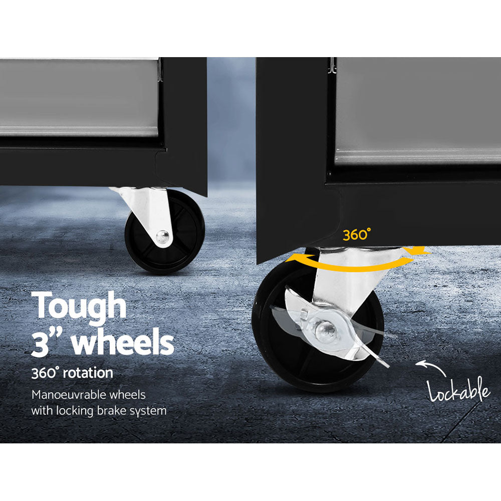 Giantz 17 Drawer Tool Box Cabinet Chest Trolley Toolbox Garage Storage Box Grey-5