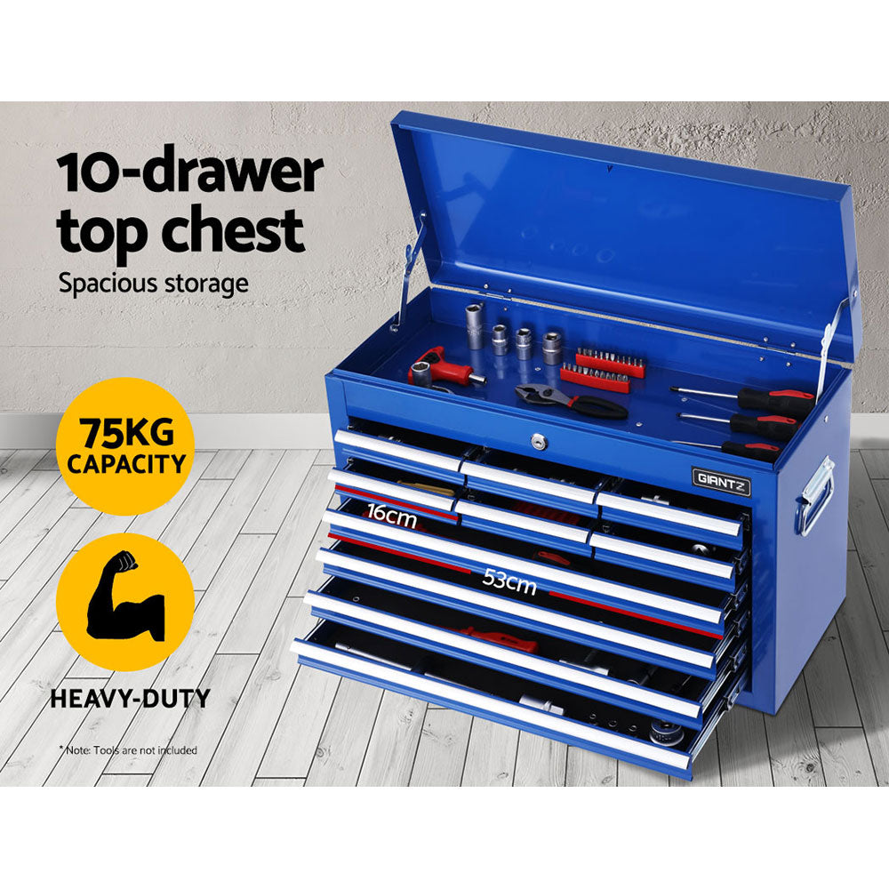 Giantz 17 Drawer Tool Box Cabinet Chest Trolley Toolbox Garage Storage Box Blue-2