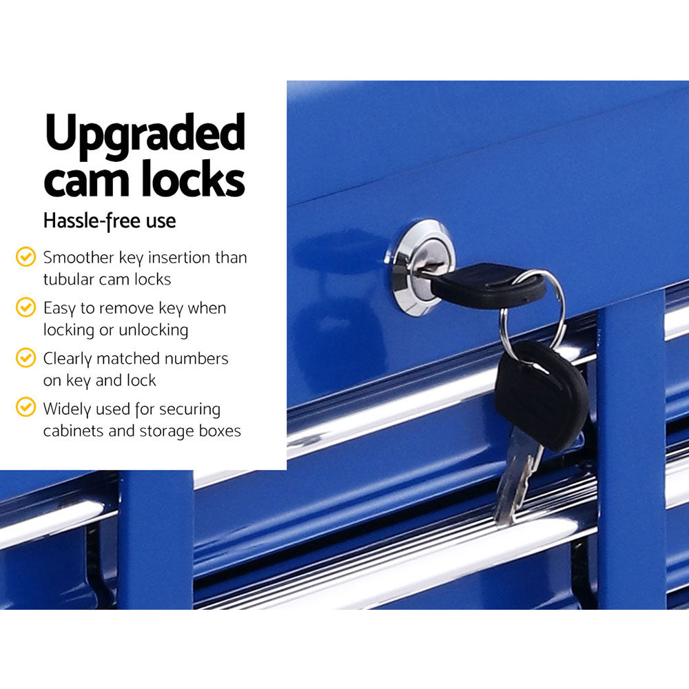 Giantz 17 Drawer Tool Box Cabinet Chest Trolley Toolbox Garage Storage Box Blue-3