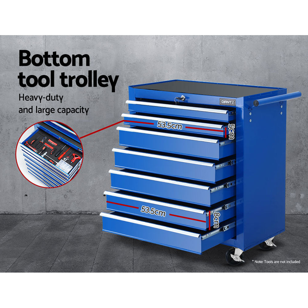 Giantz 17 Drawer Tool Box Cabinet Chest Trolley Toolbox Garage Storage Box Blue-4