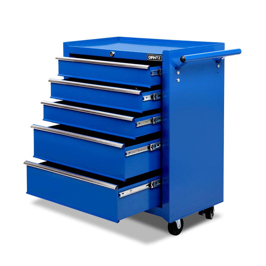 Giantz 5 Drawer Tool Box Cabinet Chest Trolley Box Garage Storage Toolbox Blue-0