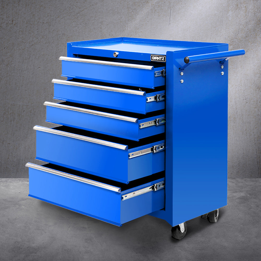 Giantz 5 Drawer Tool Box Cabinet Chest Trolley Box Garage Storage Toolbox Blue-6