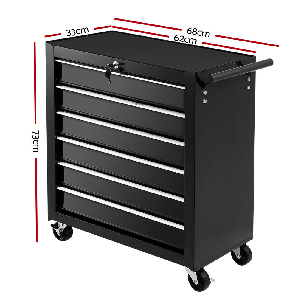 Giantz 6 Drawer Tool Box Cabinet Chest Trolley Cart Garage Toolbox Storage-1