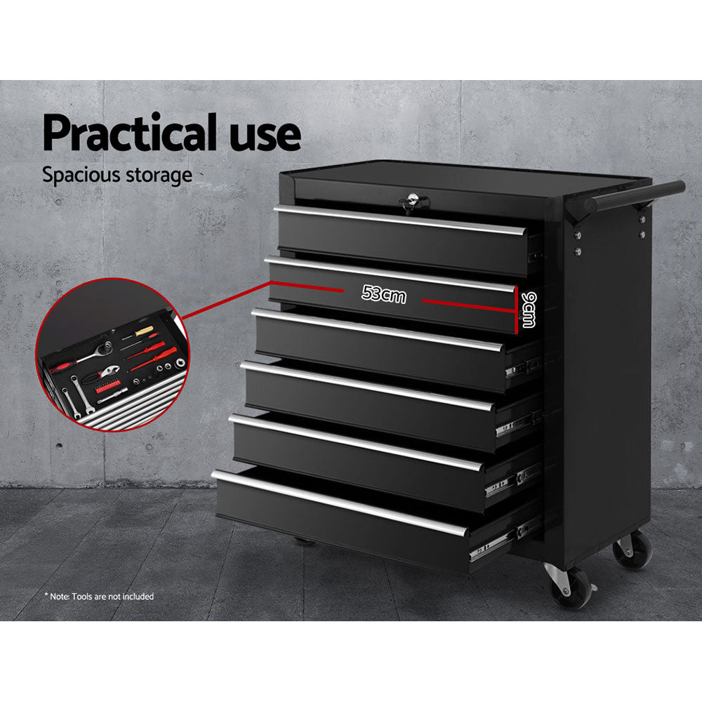 Giantz 6 Drawer Tool Box Cabinet Chest Trolley Cart Garage Toolbox Storage-3