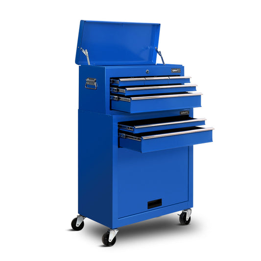 Giantz 7 Drawer Tool Box Cabinet Chest Trolley Toolbox Garage Storage Blue-0