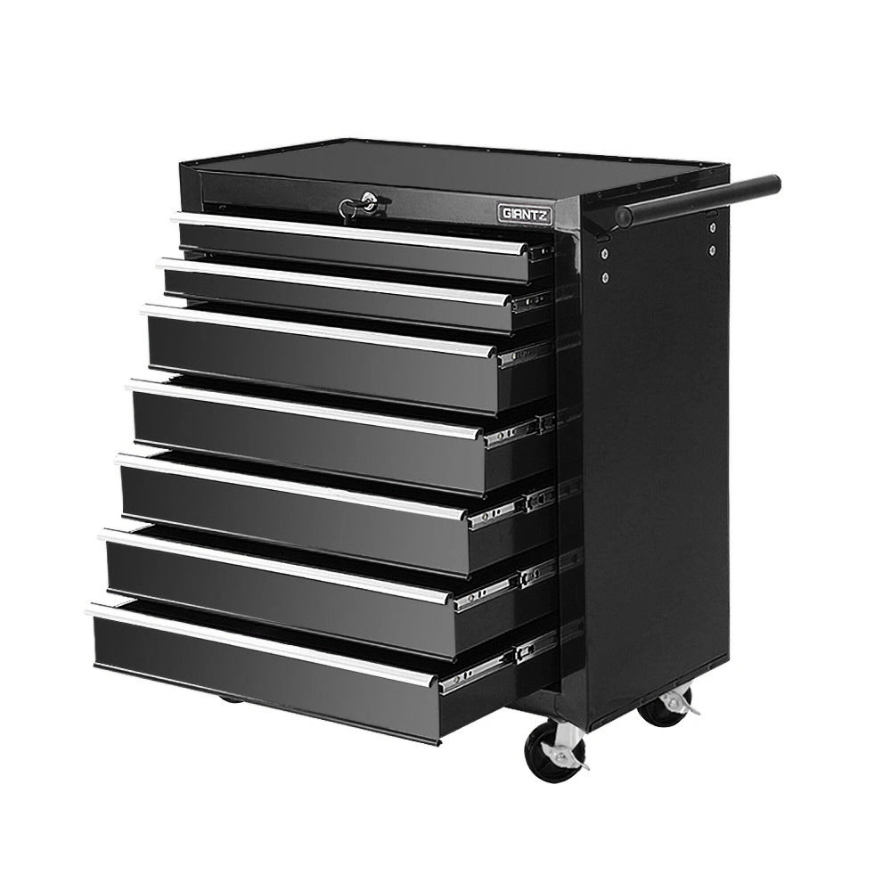 Giantz 7 Drawer Tool Box Cabinet Chest Trolley Storage Garage Toolbox Black-0