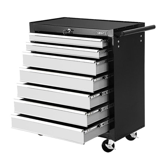 Giantz 7 Drawer Tool Box Cabinet Chest Trolley Storage Garage Toolbox Grey-0
