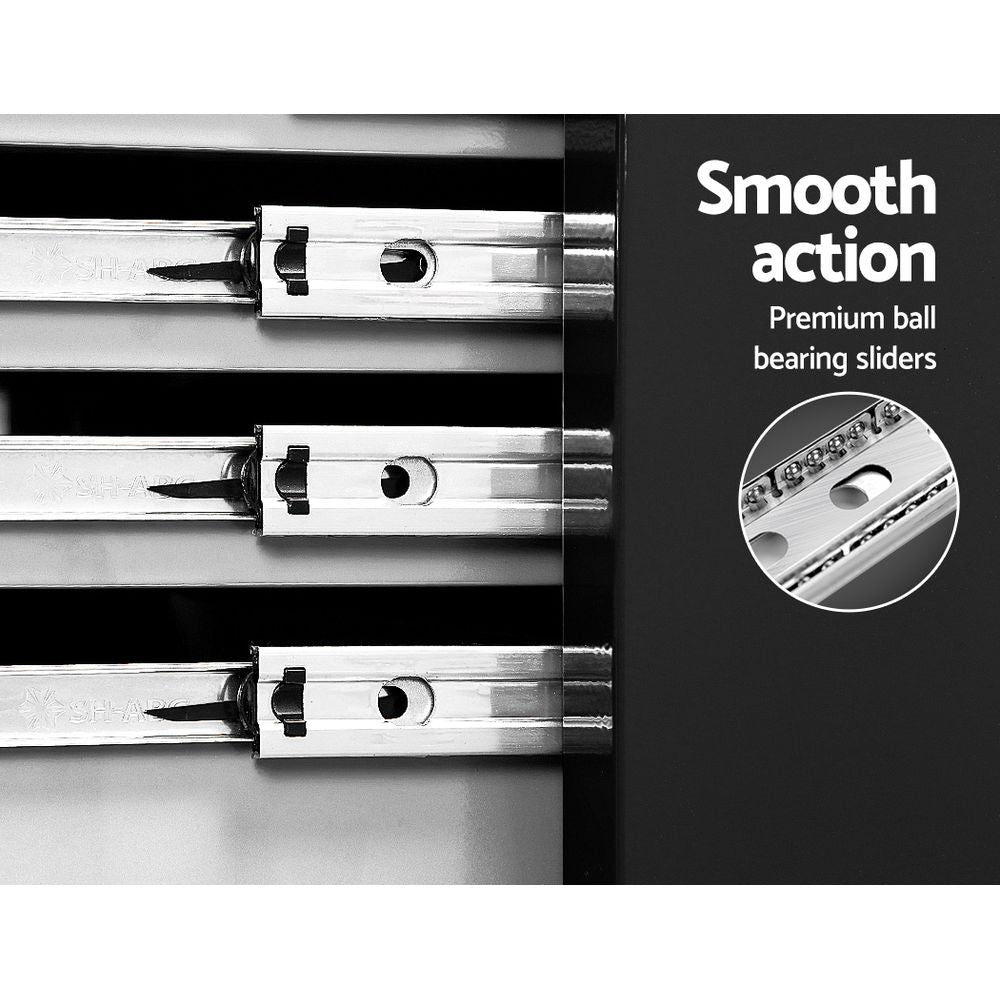 Giantz 7 Drawer Tool Box Cabinet Chest Trolley Storage Garage Toolbox Grey-3