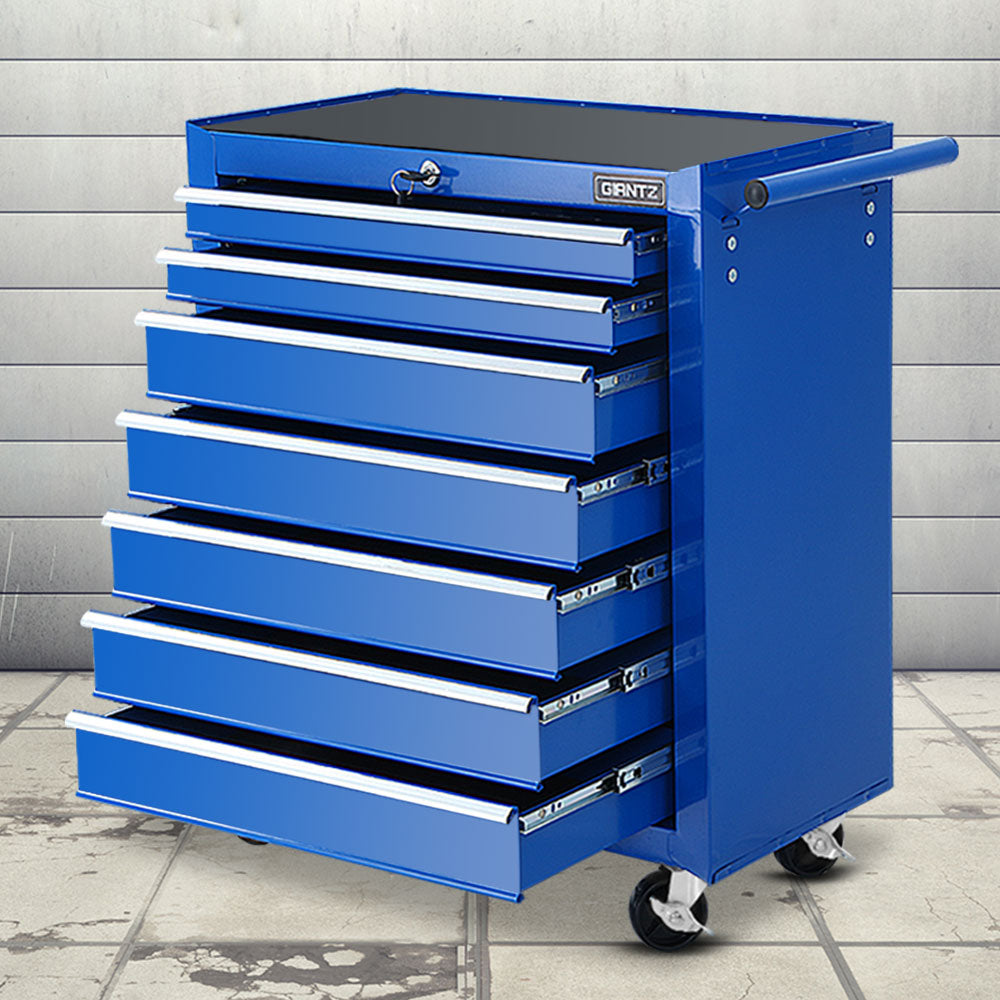 Giantz 7 Drawer Tool Box Cabinet Chest Trolley Storage Garage Toolbox Blue-0