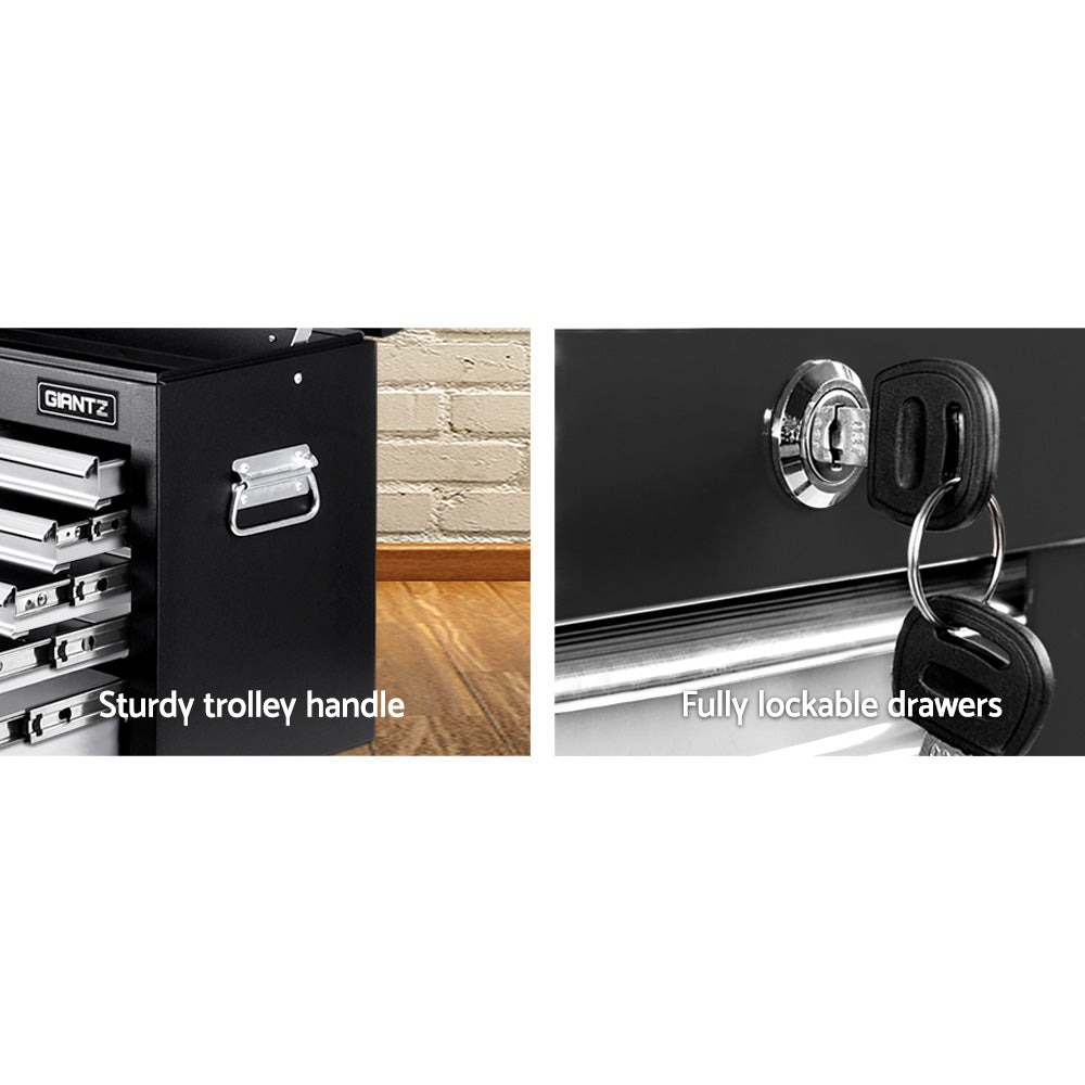 Giantz 9 Drawer Tool Box Cabinet Chest Toolbox Storage Garage Organiser Grey-5