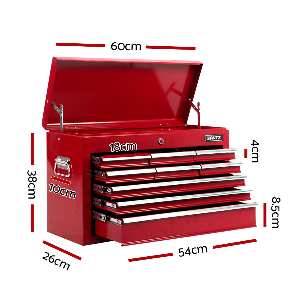 Giantz 9 Drawer Tool Box Cabinet Chest Toolbox Storage Garage Organiser Red-1