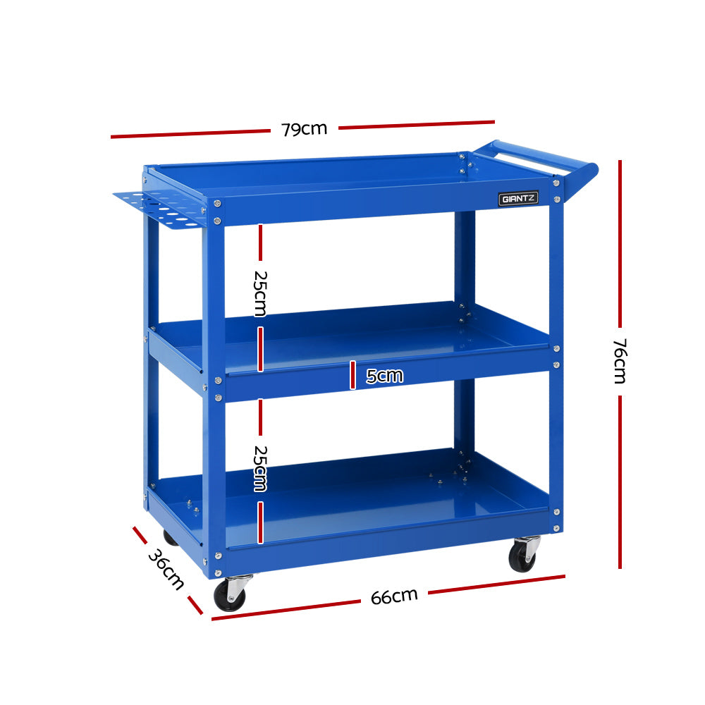 Giantz 3-Tier Tool Cart Trolley Workshop Garage Storage Organizer Blue-1