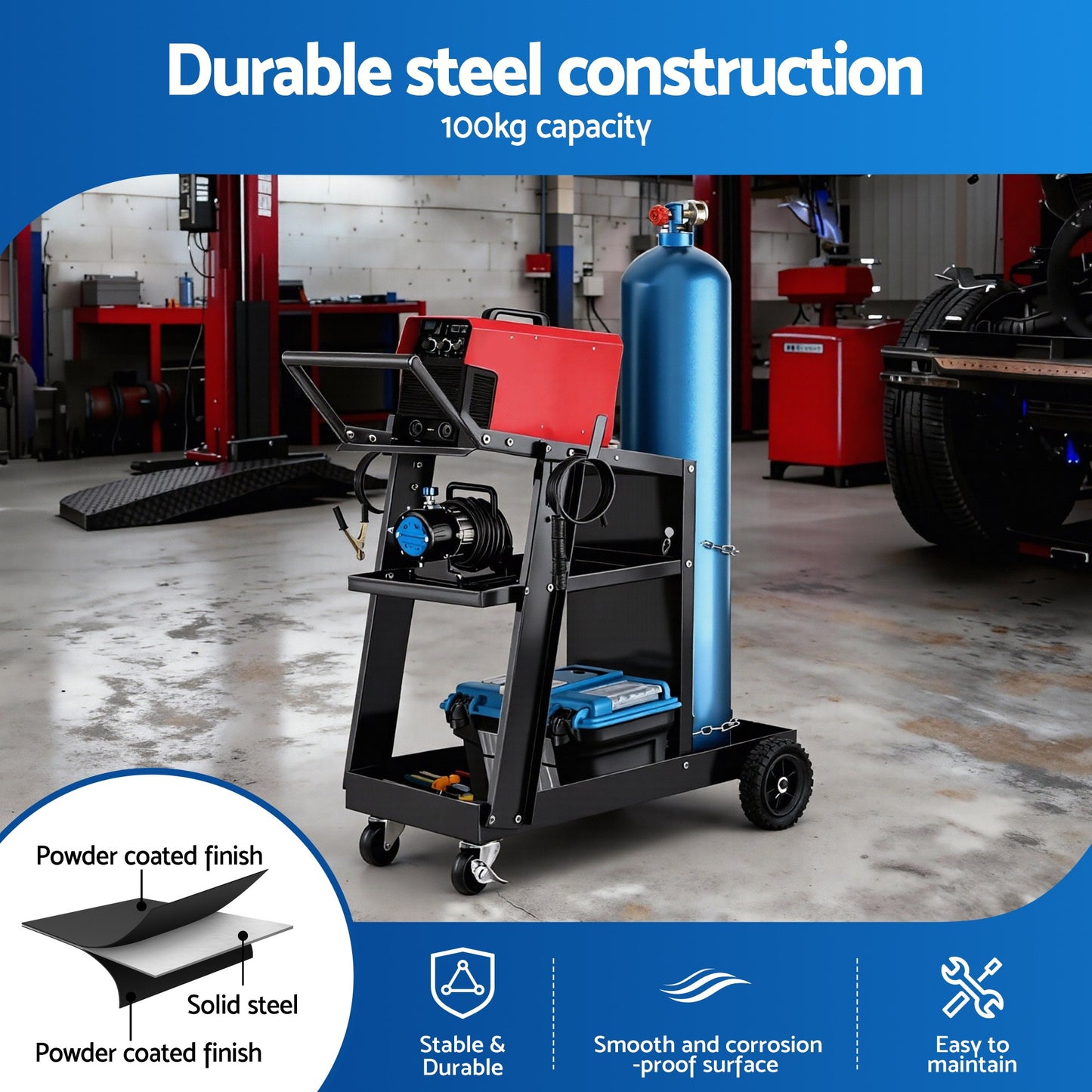 Giantz Welding Trolley Cart Welder MIG TIG ARC MMA Welder Plasma Cutter Storage-4