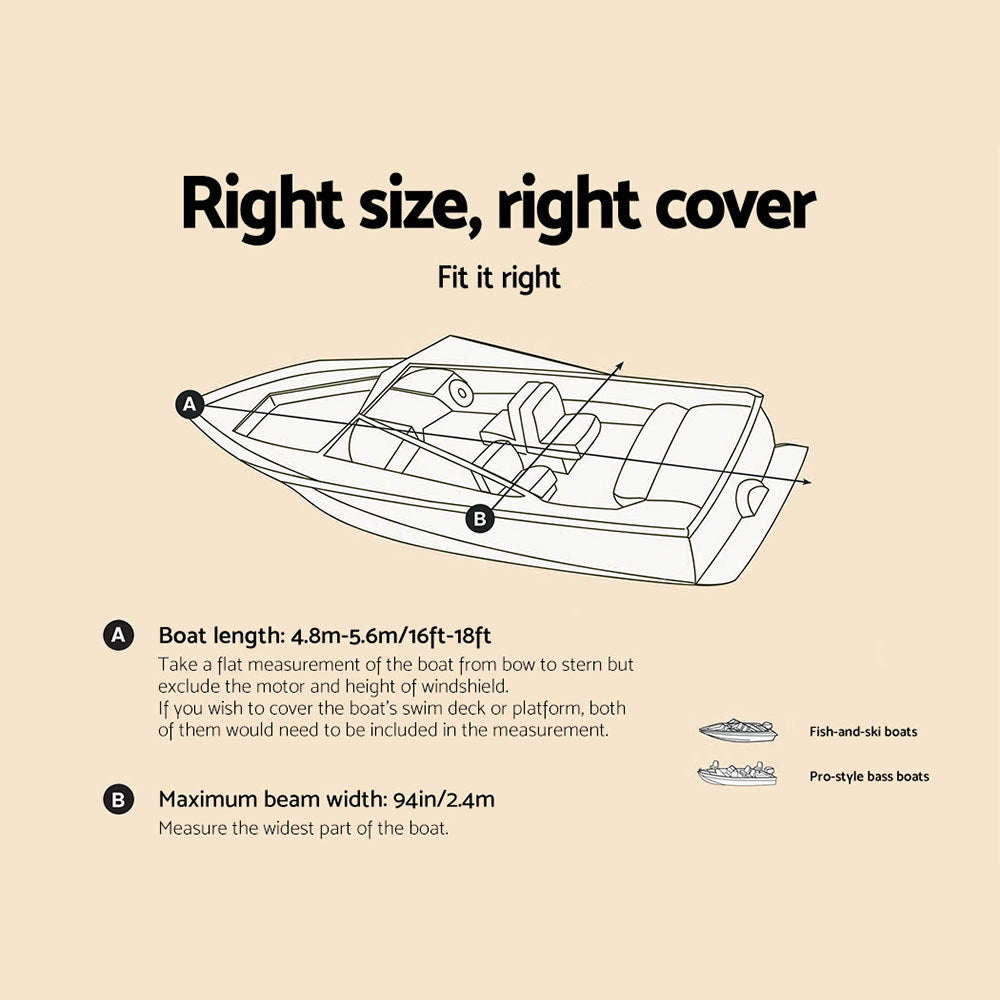 Seamanship 16-18.5ft Boat Cover Trailerable Marine Grade 600D-1