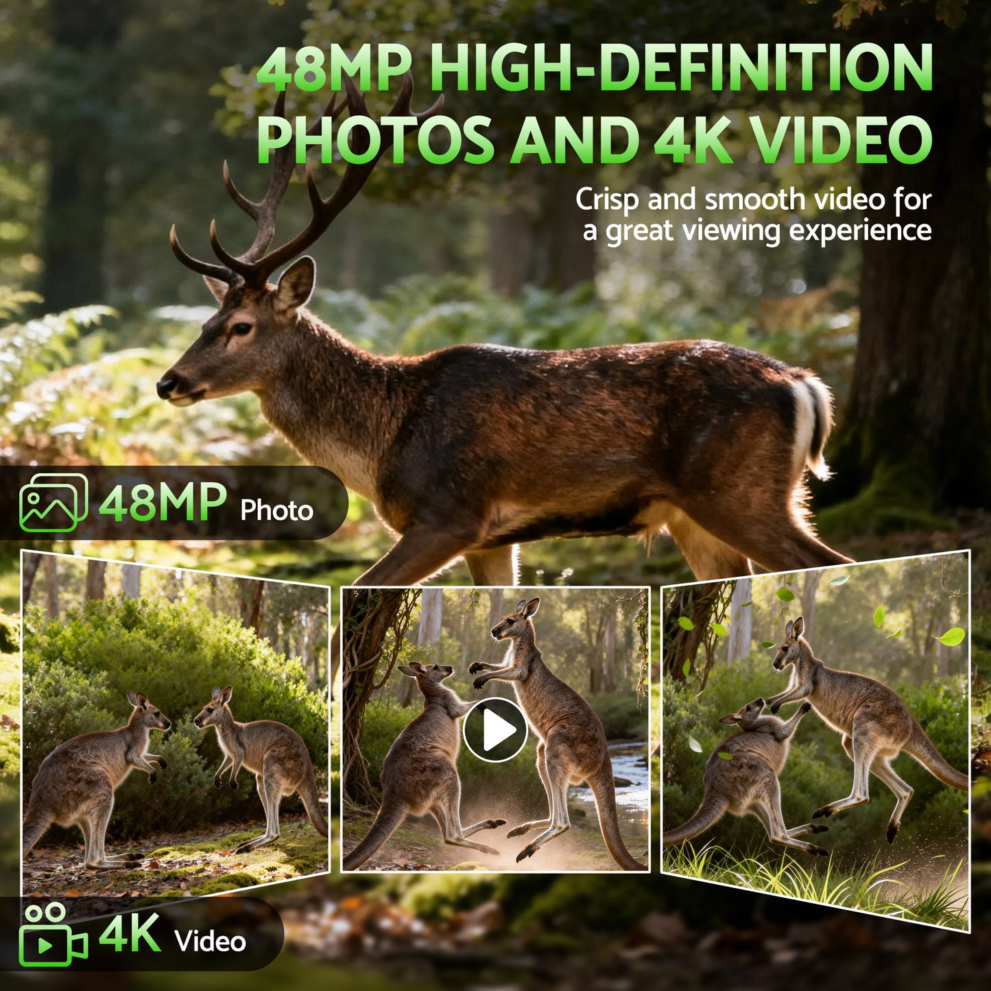 UL-TECH 4K WiFi Trail Camera 48MP 0.2s Trigger Game Camera Camo